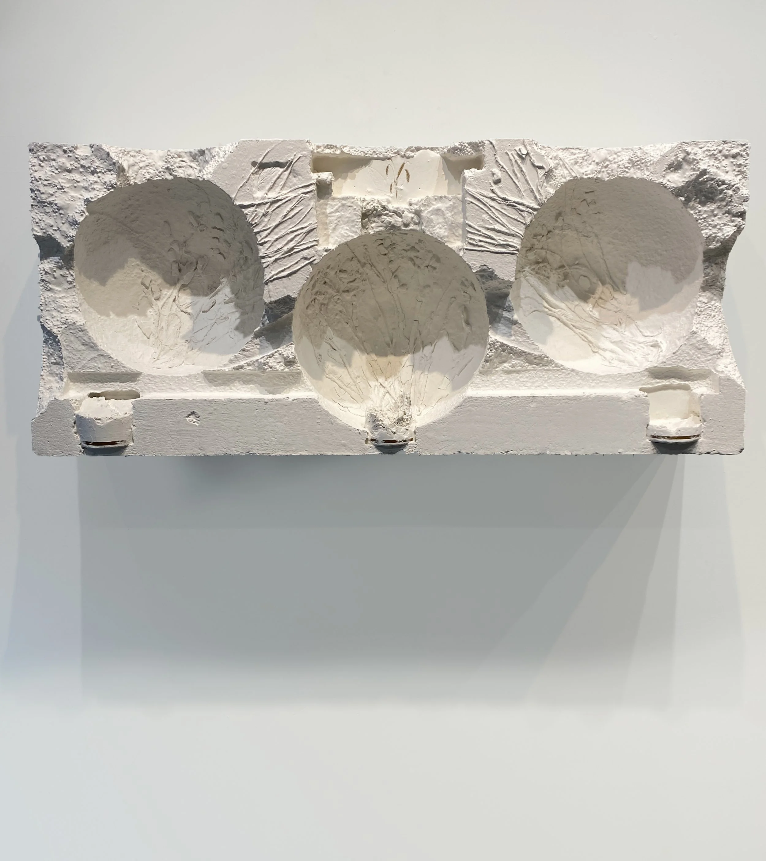 Altarpiece, Recycled Styrofoam, plaster, burlap, acrylic paint, oil paint, 18 x 43 x 10 inches