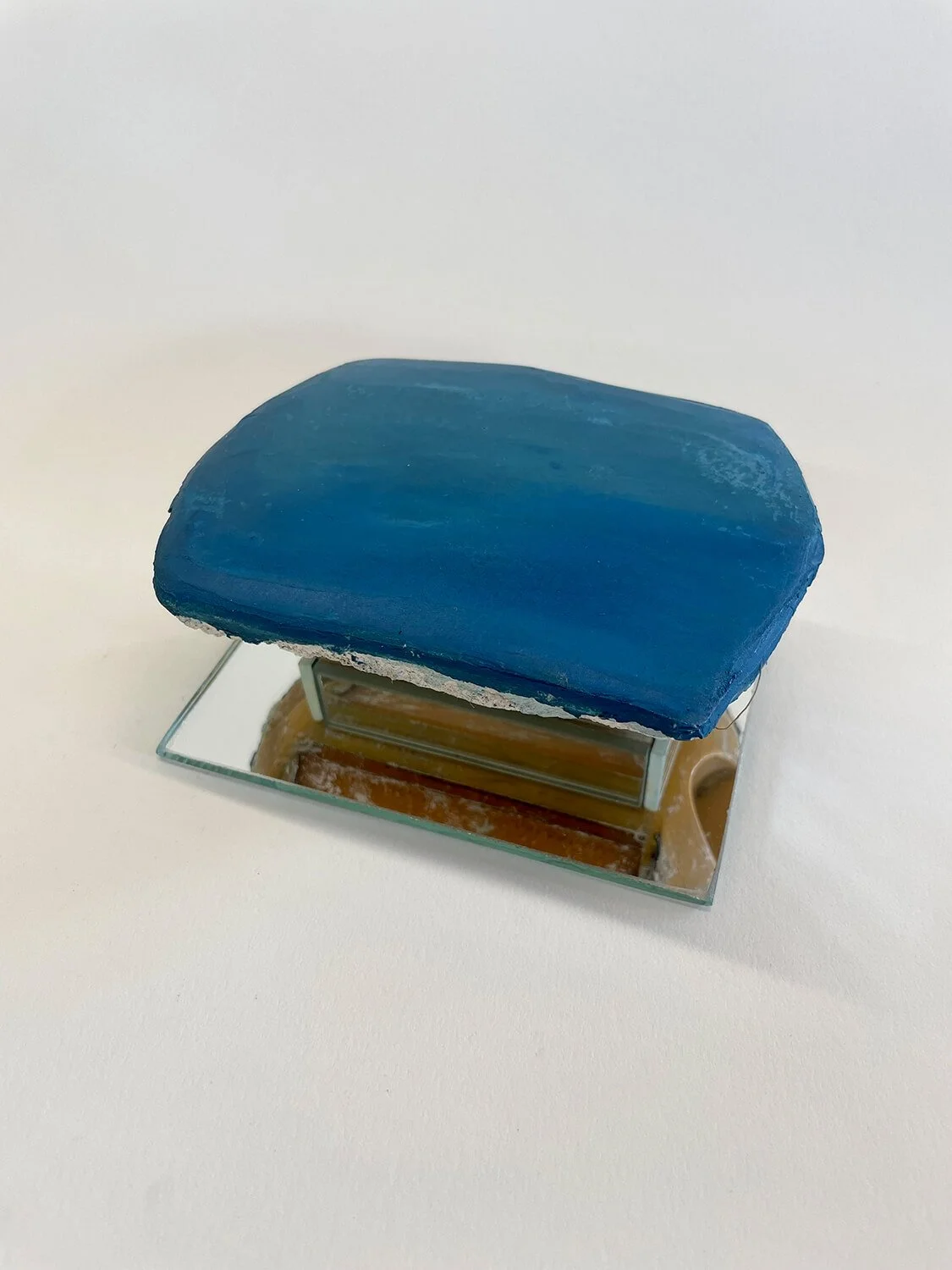  Fresco on found car reflector on mirror  1.625” x 4.5” x 3.25”  