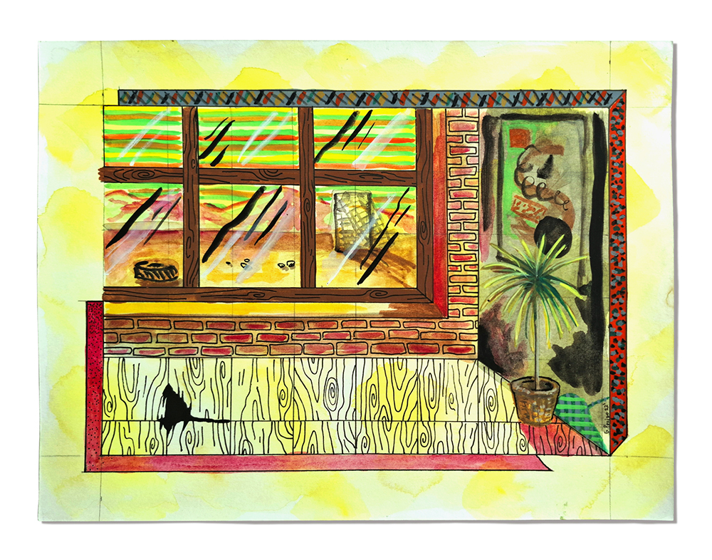 Set #29, 2022 Gouache, watercolor, graphite and fine-liner on paper. 9.05in x 11.8in