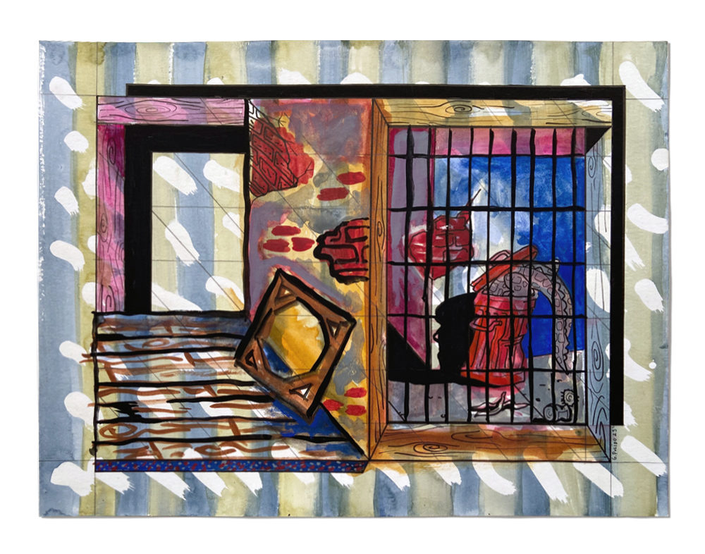 Set #55, 2022 Gouache, watercolor, graphite and fine-liner on paper. 9.05in x 11.8in