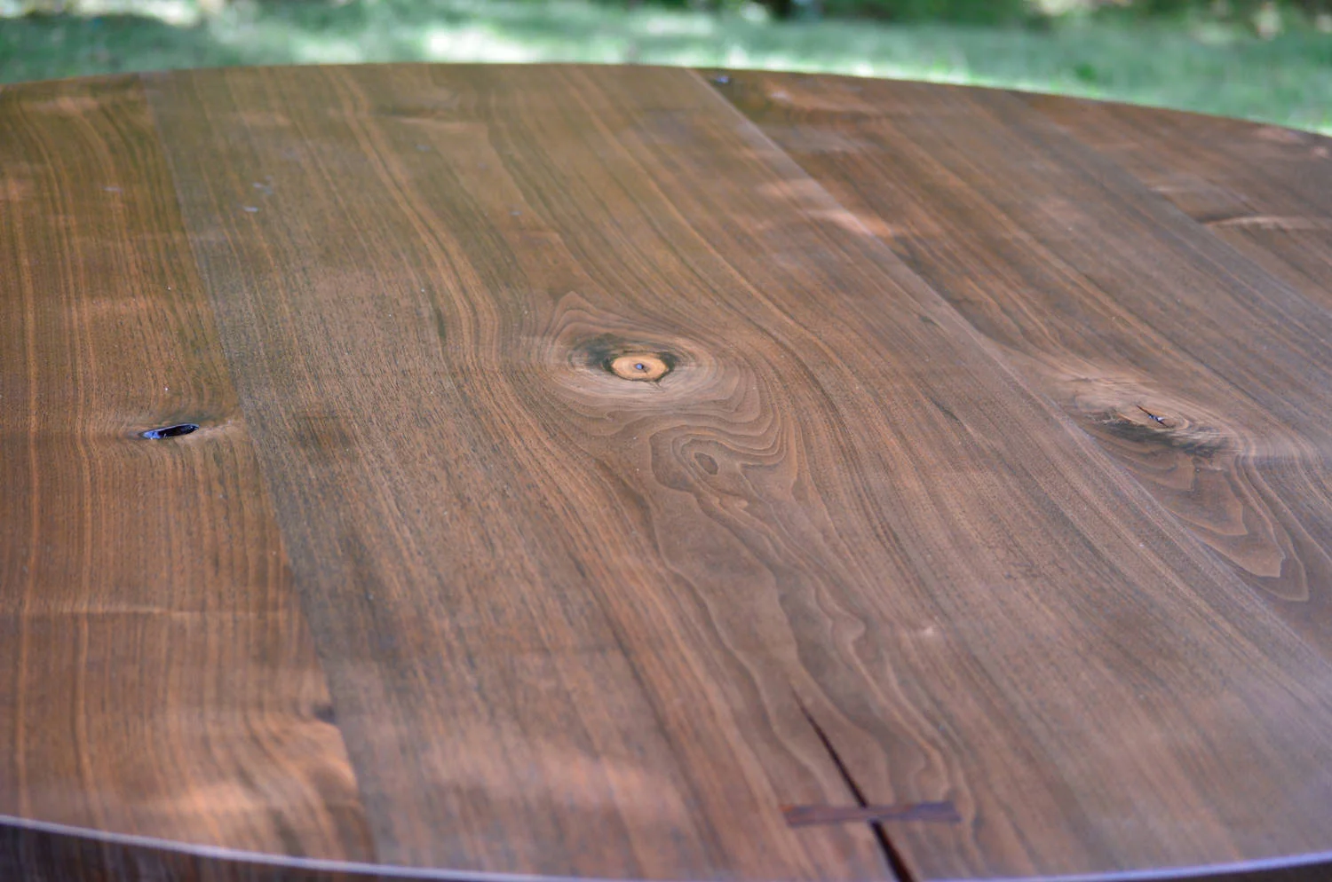 Walnut and Blackened Stainless Steel Dining Table (detail)