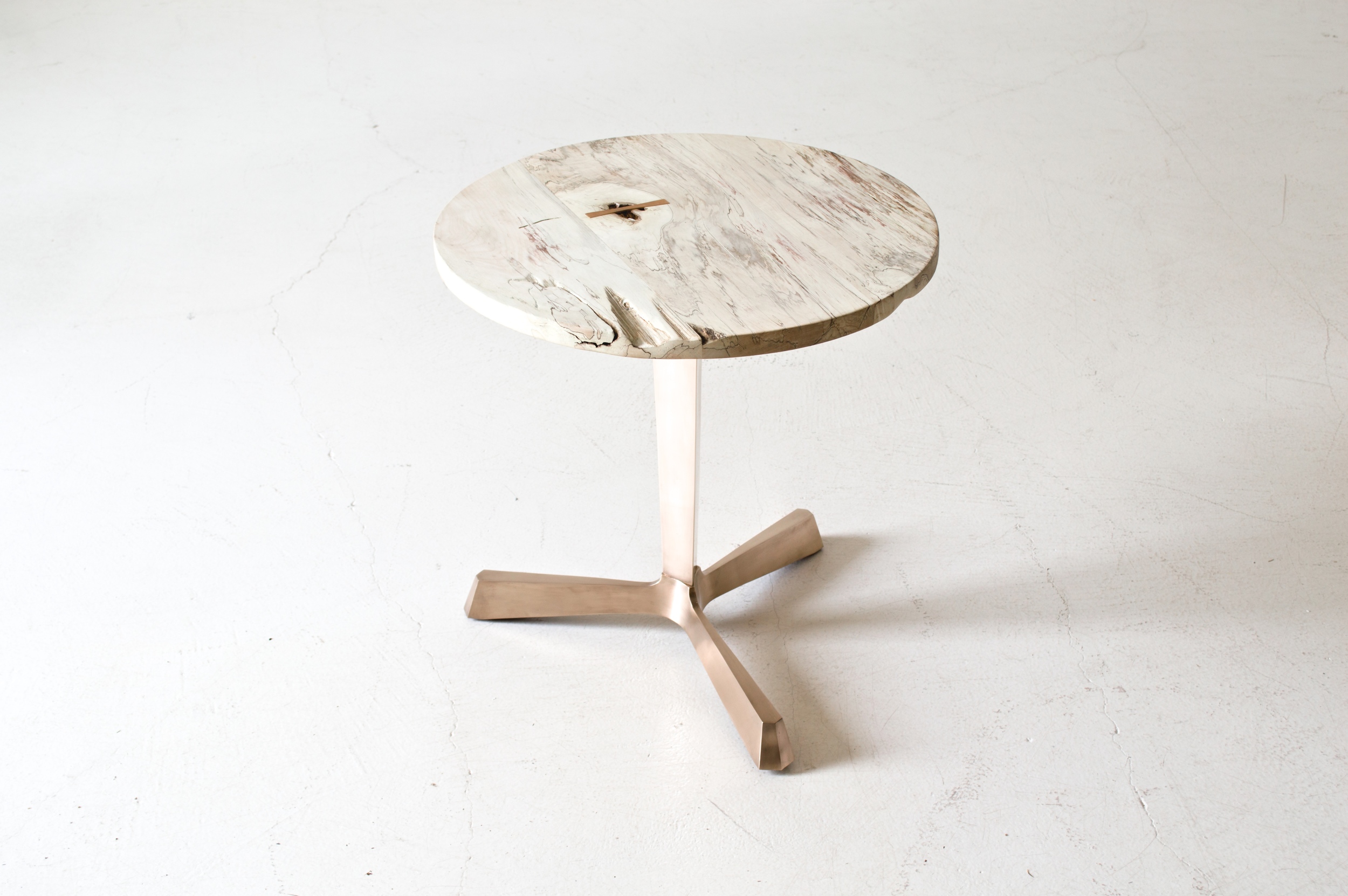 Bleached Maple and Bronze Side Table