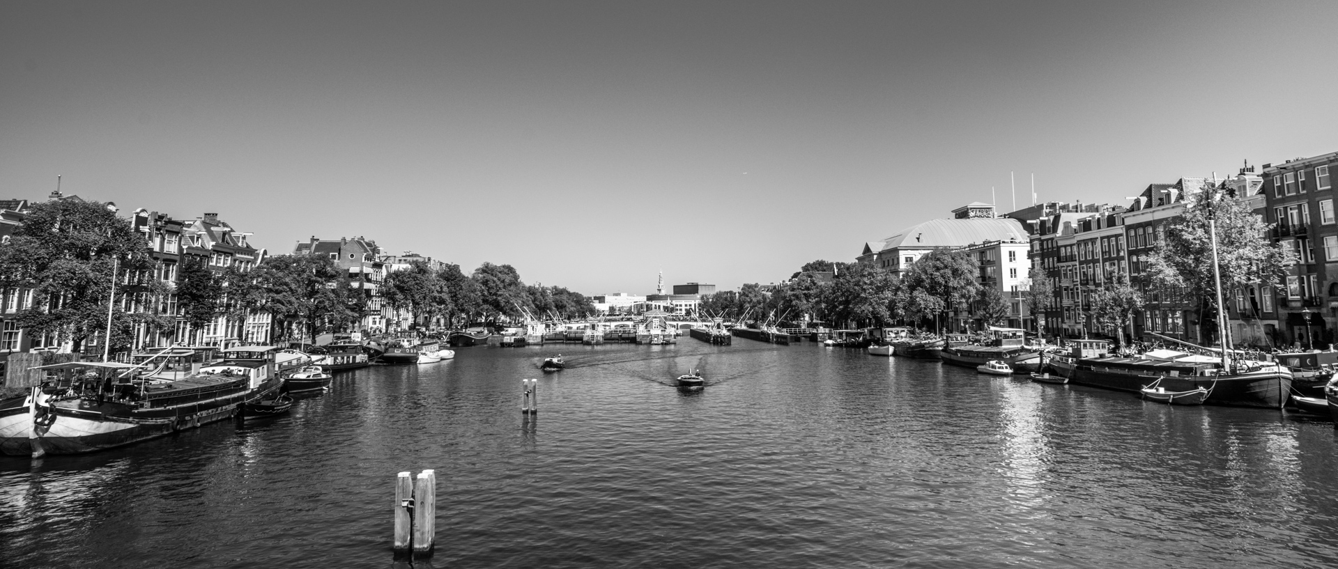The Amstel with the Royal Theatre Carré on the right with the light grey roof.