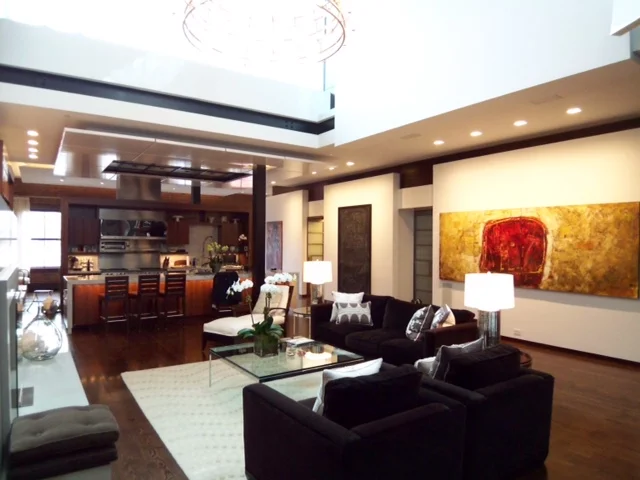   Tribeca Loft   Wide-plank white oak with a mahogany stain Case Development 