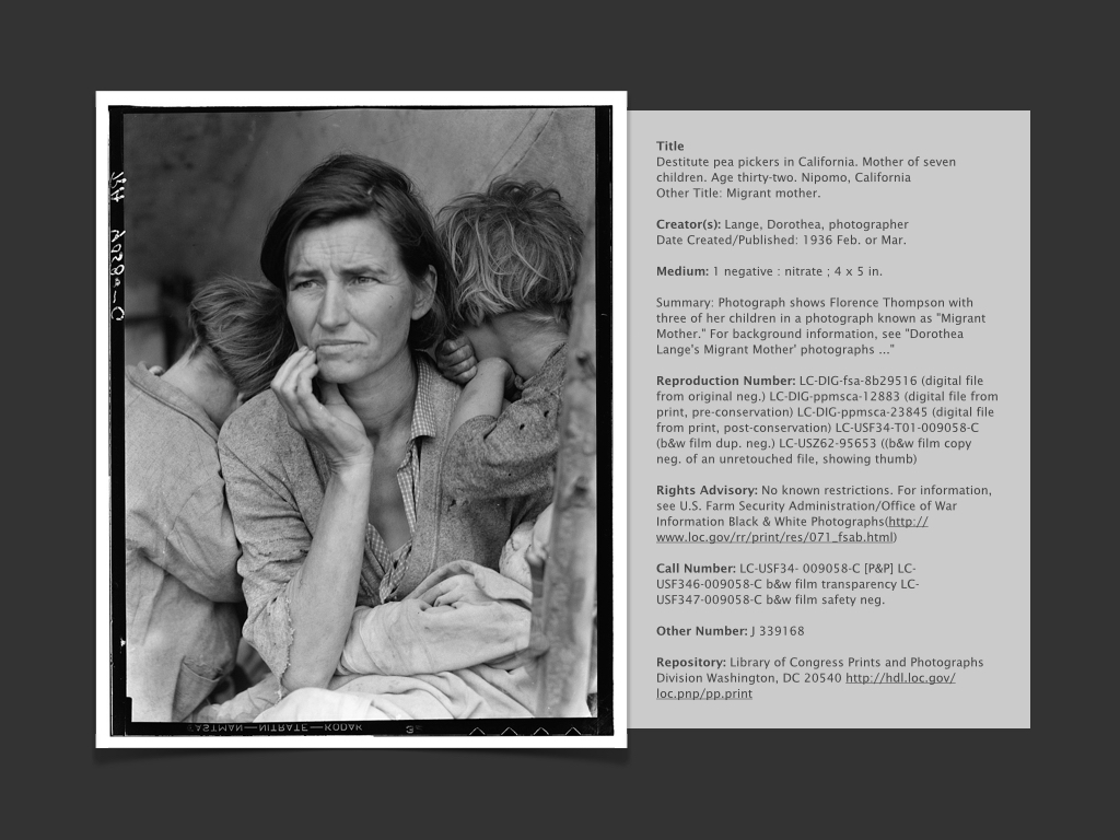 Migrant mother, Dorothea Lange