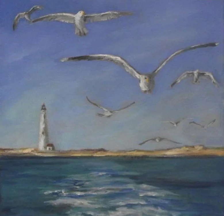 Diving for Dinner (sold) 10" x 10"