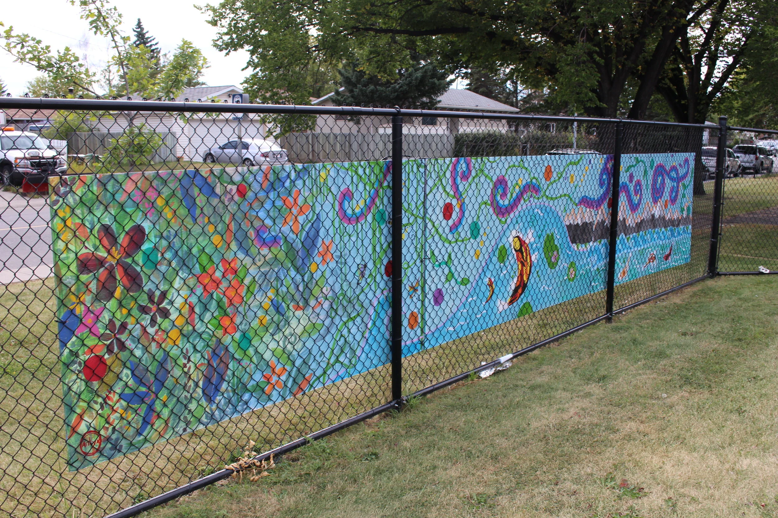 Outside Bob Bahan mural by Makayla K. and Moni R.