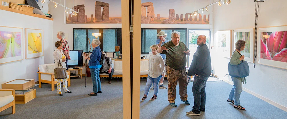 Split Gallery with Hanging Prints. Life Form Opening. Pacifica Center for the Arts.. 2018. Canon EOS 5DSr.