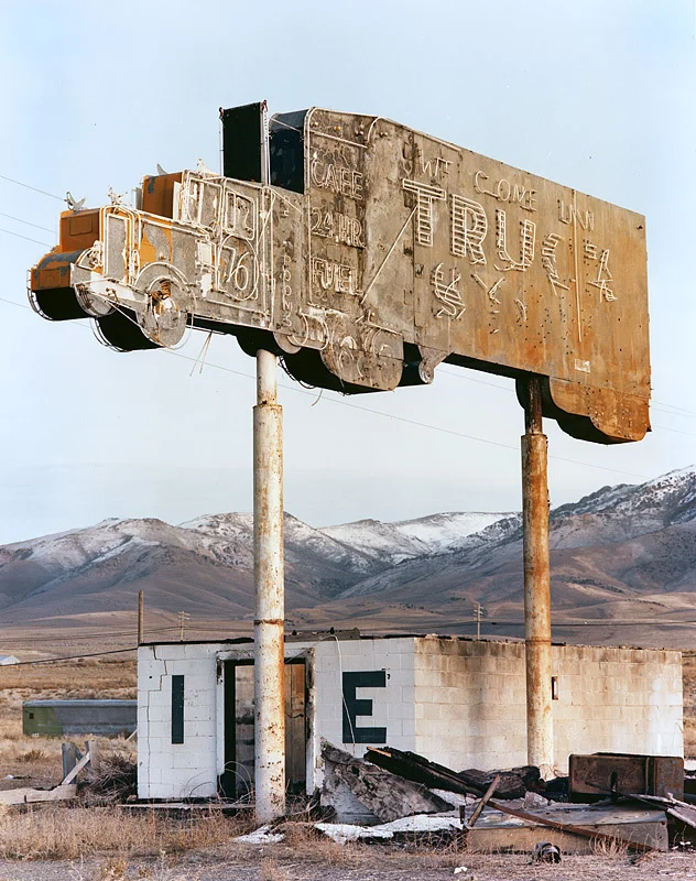 Truck Stop Sign, Winnemucca, Nevada. 1982. Kodak Vericolor 4x5 color negative.