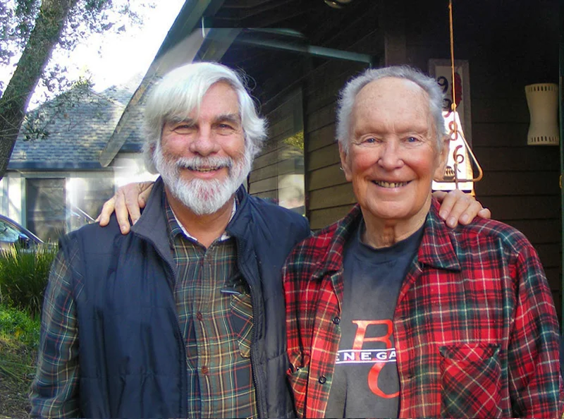 Steve with Gerald Haslam. Penngrove, CA. 2019. We’re both older, but still deeply appreciative of our partnership that led to a book we a both very proud of. Photo by Jan Haslam.