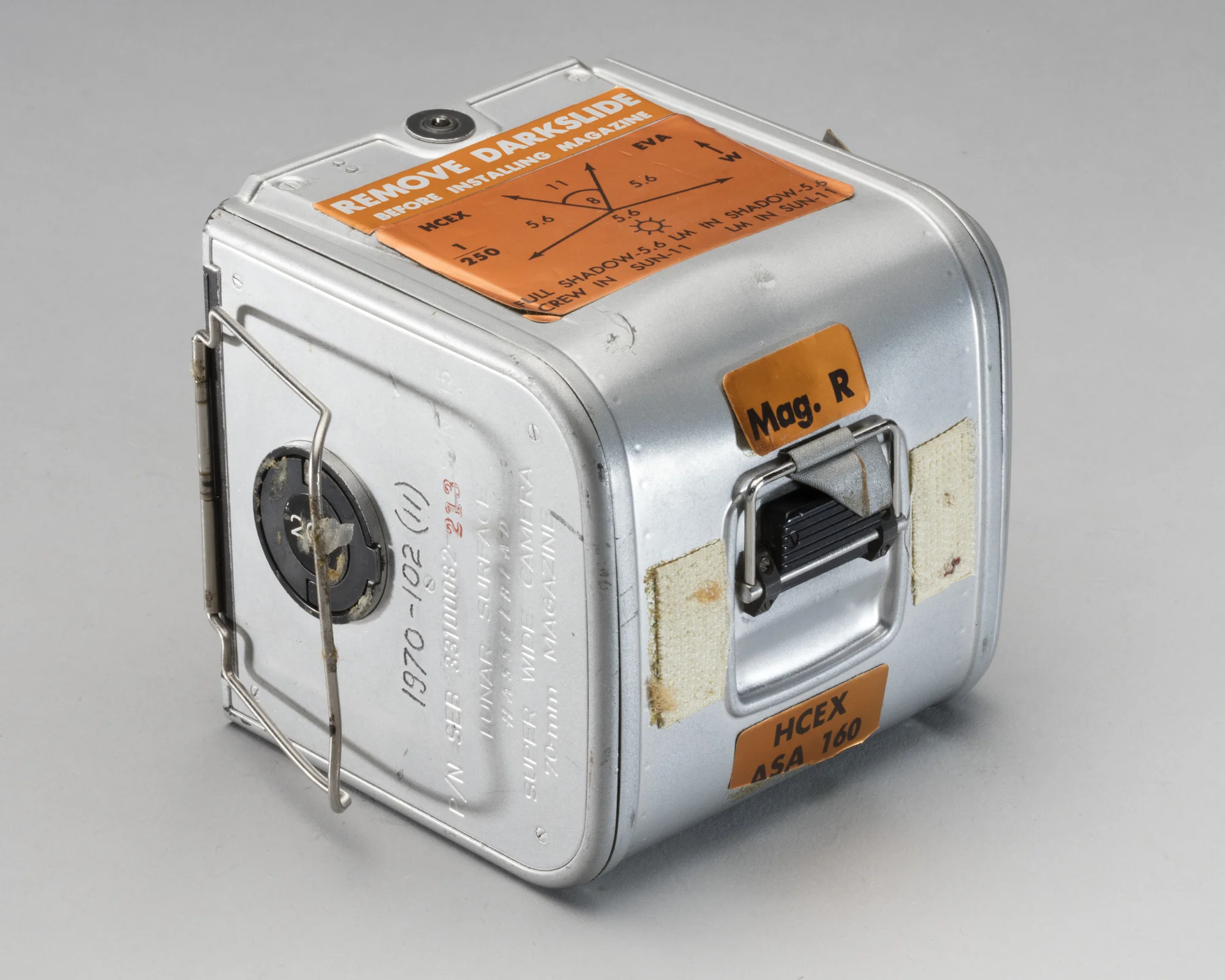 Hasselblad Lunar Film Magazine. During the Apollo 11 mission, Magazine R was used inside the lunar module "Eagle." Smithsonian National Air &amp; Space Museum.