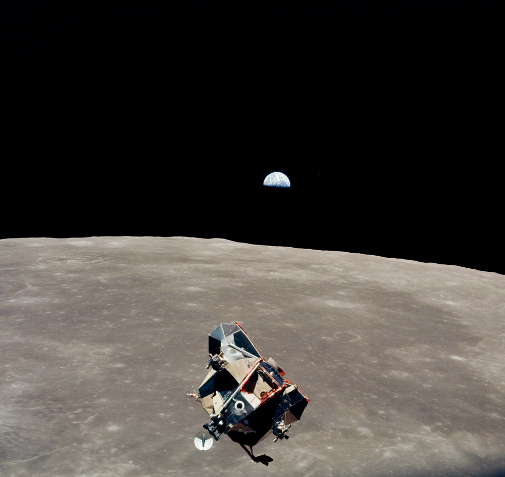 On the Way Home. Lunar Module Eagle over Moon. Apollo 11. July 1969