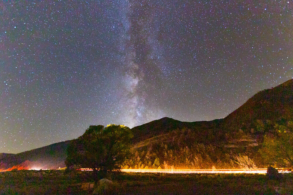 Milky Way over Highway 395 at Mono Lake.