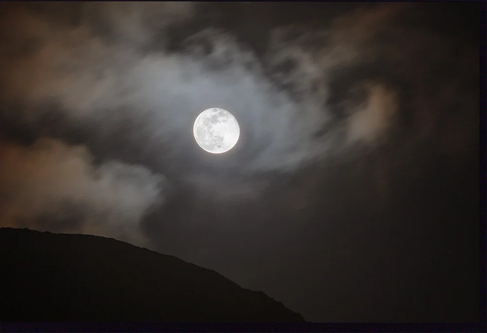 Full Moon and Clouds. Pacifica, CA. 2019. Canon EOS 5DSr.