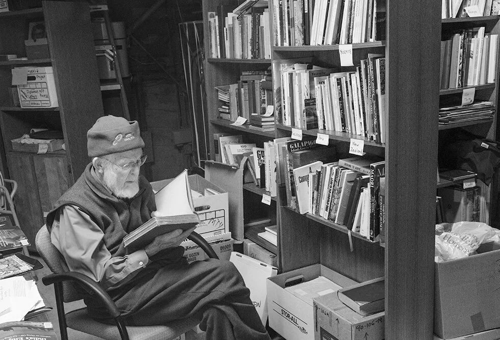 Marsh Pitman in his Library. Monterey, CA 2019. Canon EOS 5DSr.