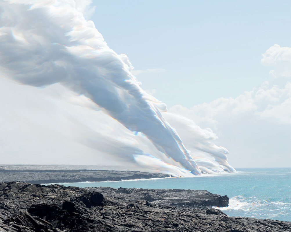 Lava Steam, Rocks and Sea. Volcanoes National Park. 1996.