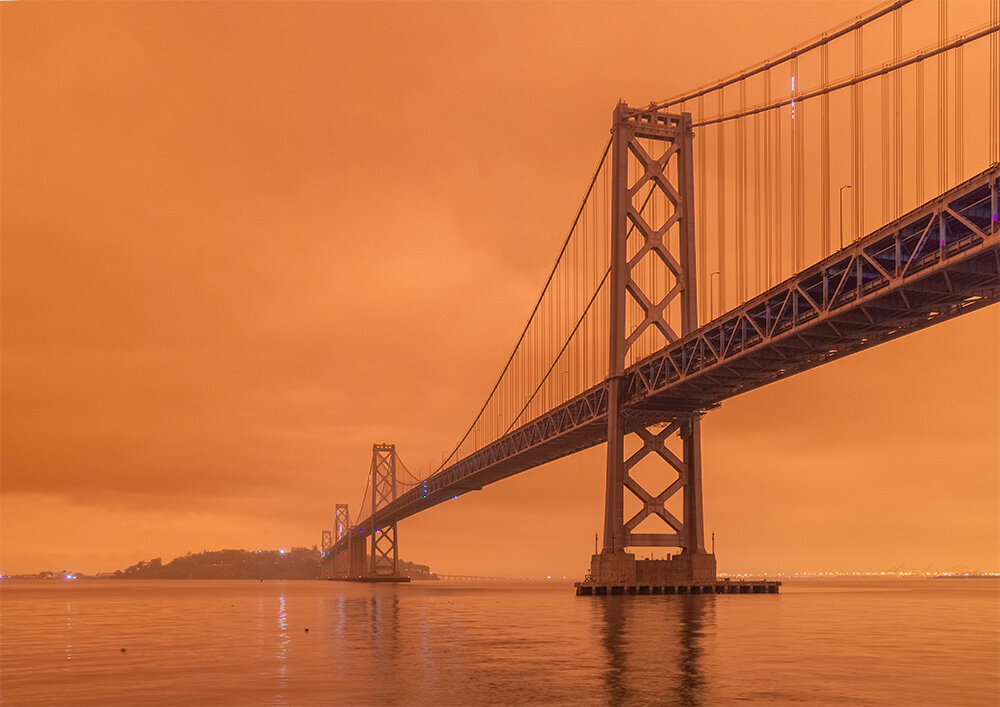 San Francisco Bay Bridge Fire Smoke Sky. 2020.