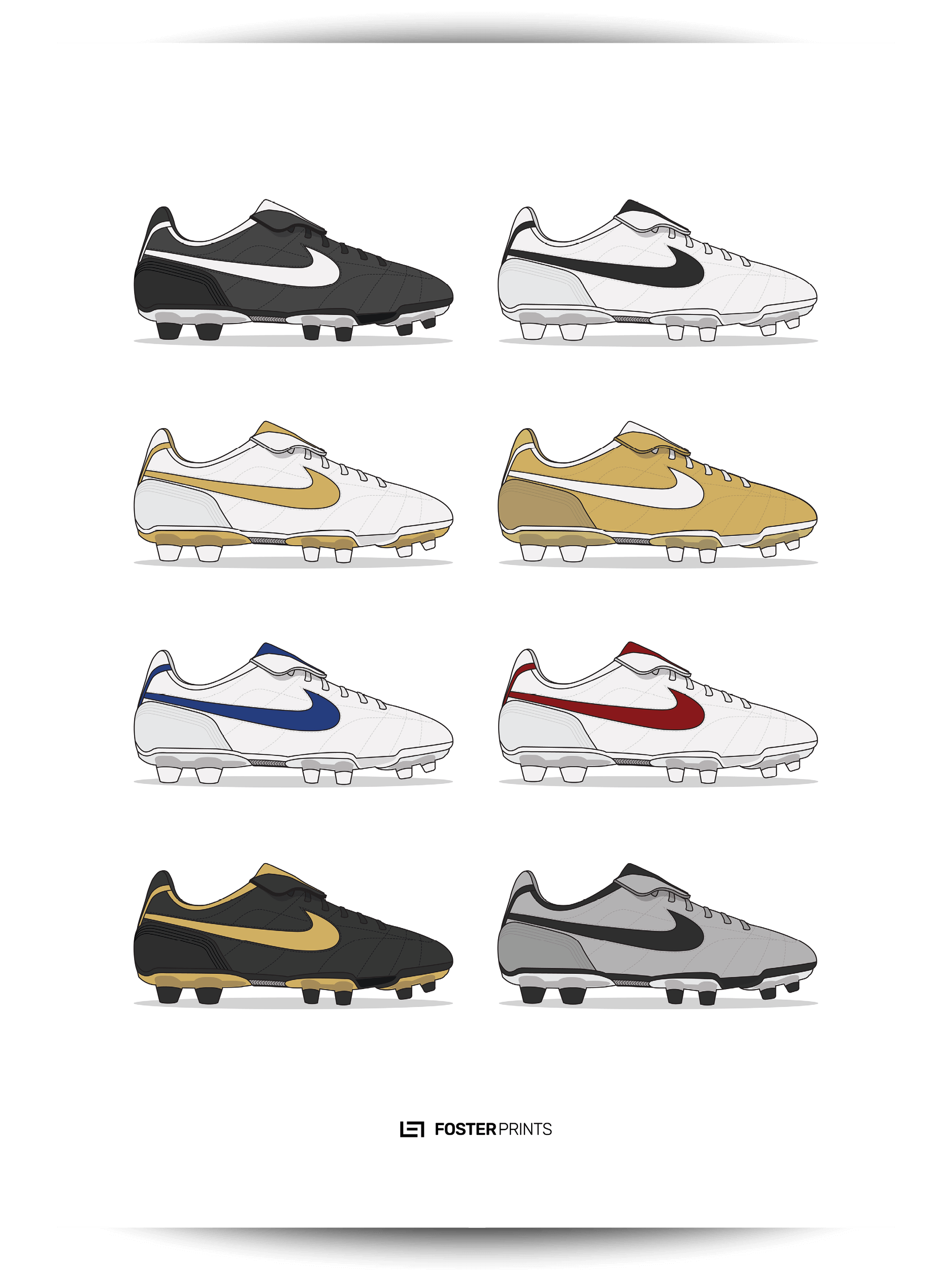 Nike Tiempo Legend I Collection Football Poster — Foster Prints -  Illustrated Football Posters