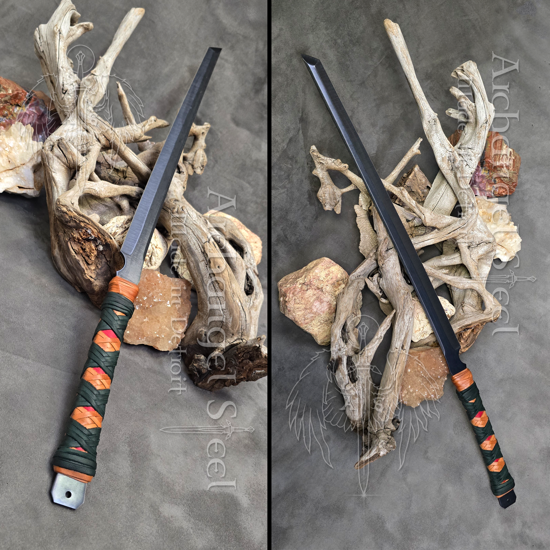 Long Simple Katana Green, Buckskin, Red Split View.png