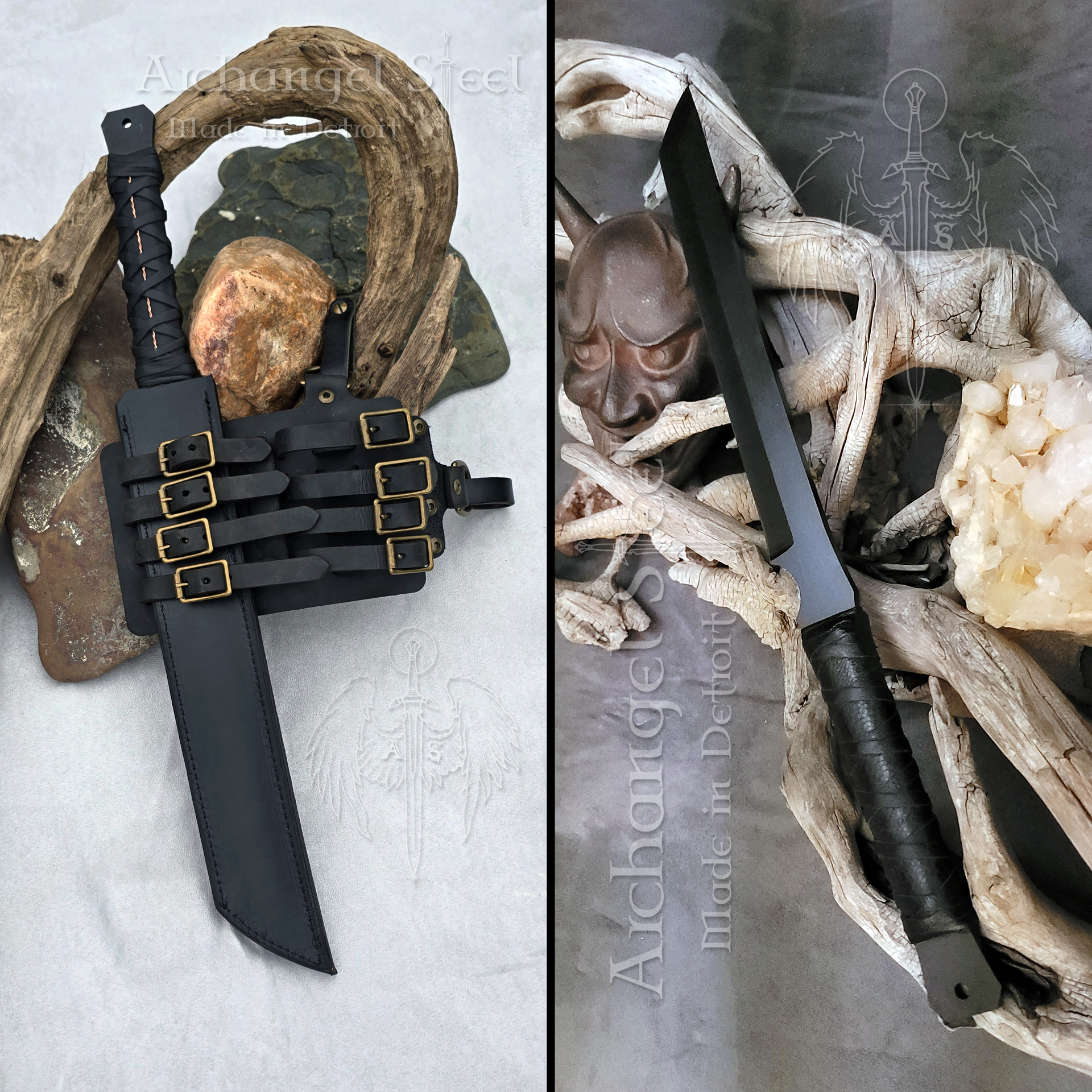 Tanto Knife w Sheath & Baldric Split View.png