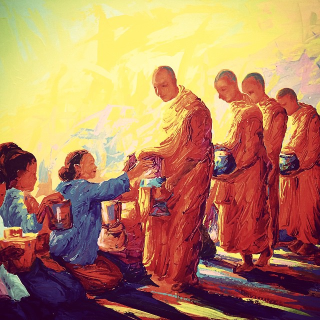 Local art in Chiang Mai - almsgiving. #chiangmai #thailand #monks #almsgiving