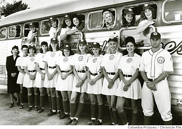 The Rockford Peaches! (We are the members of, the All-American League we come from cities near and far...)