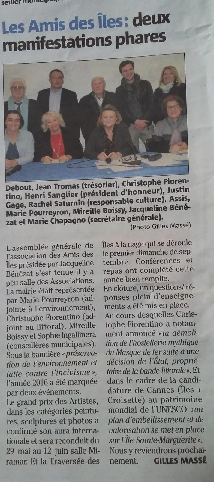 Nice Matin Feb 2017, on the podium with elected officials for Cannes' portfolio they are presenting to UNESCO