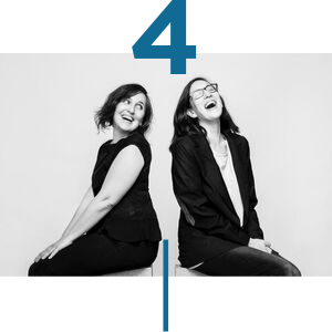 Black and White Photo of Two ladies Laughing