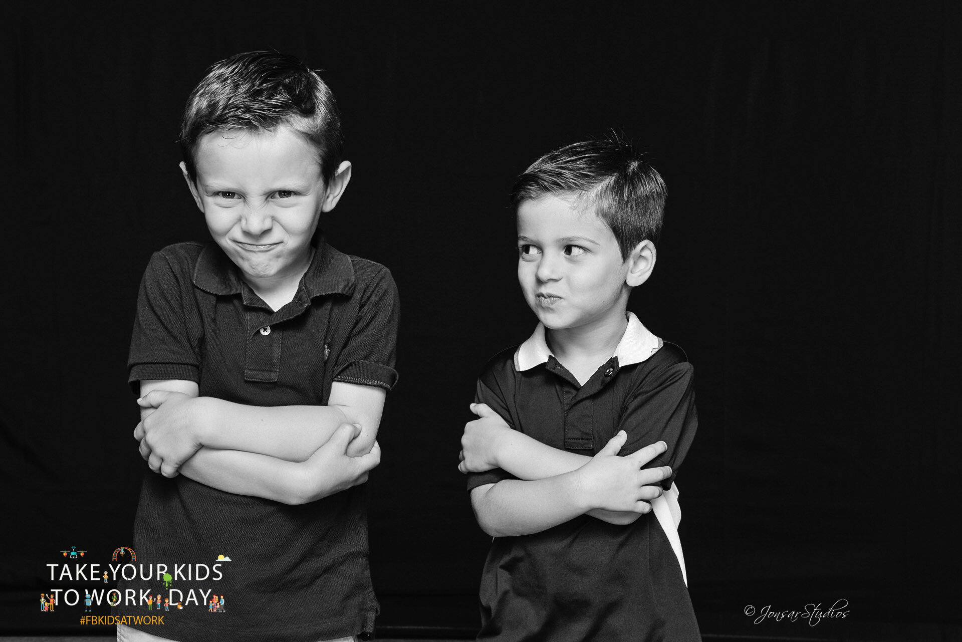 BW portrait of two young brothers