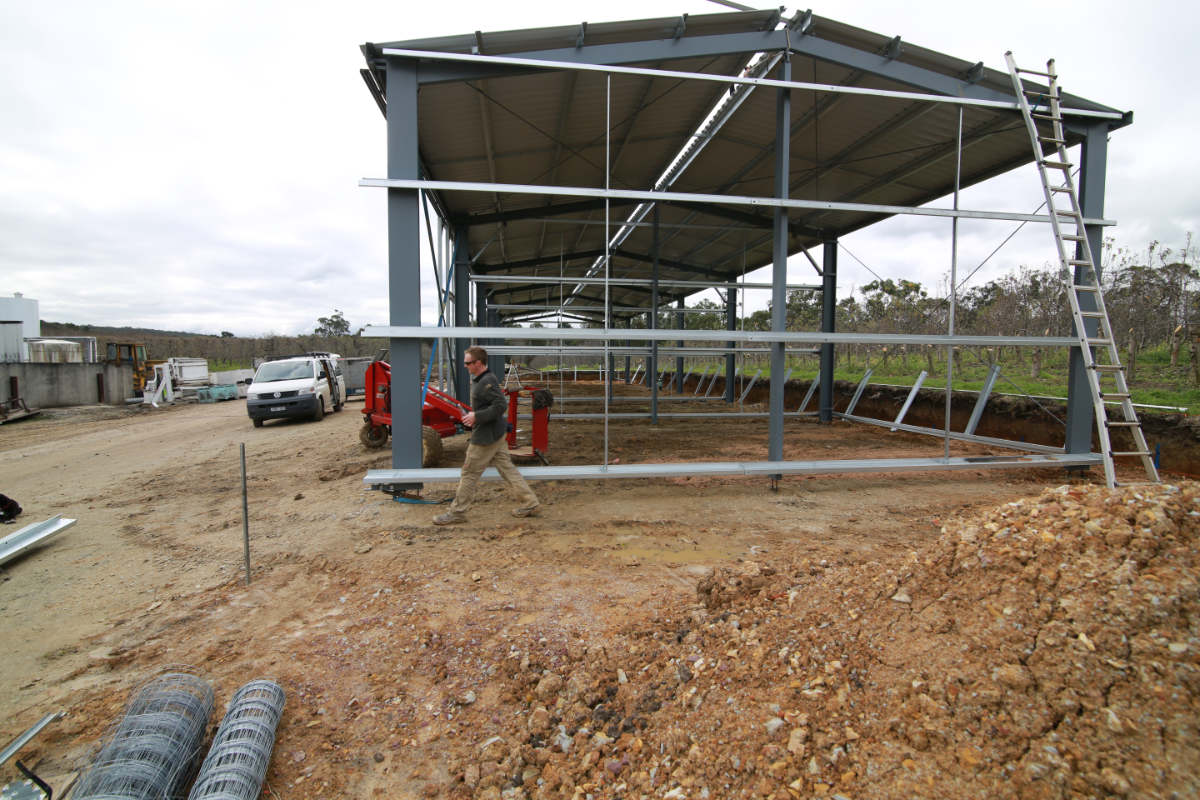 New tractor shed and workshop under construction