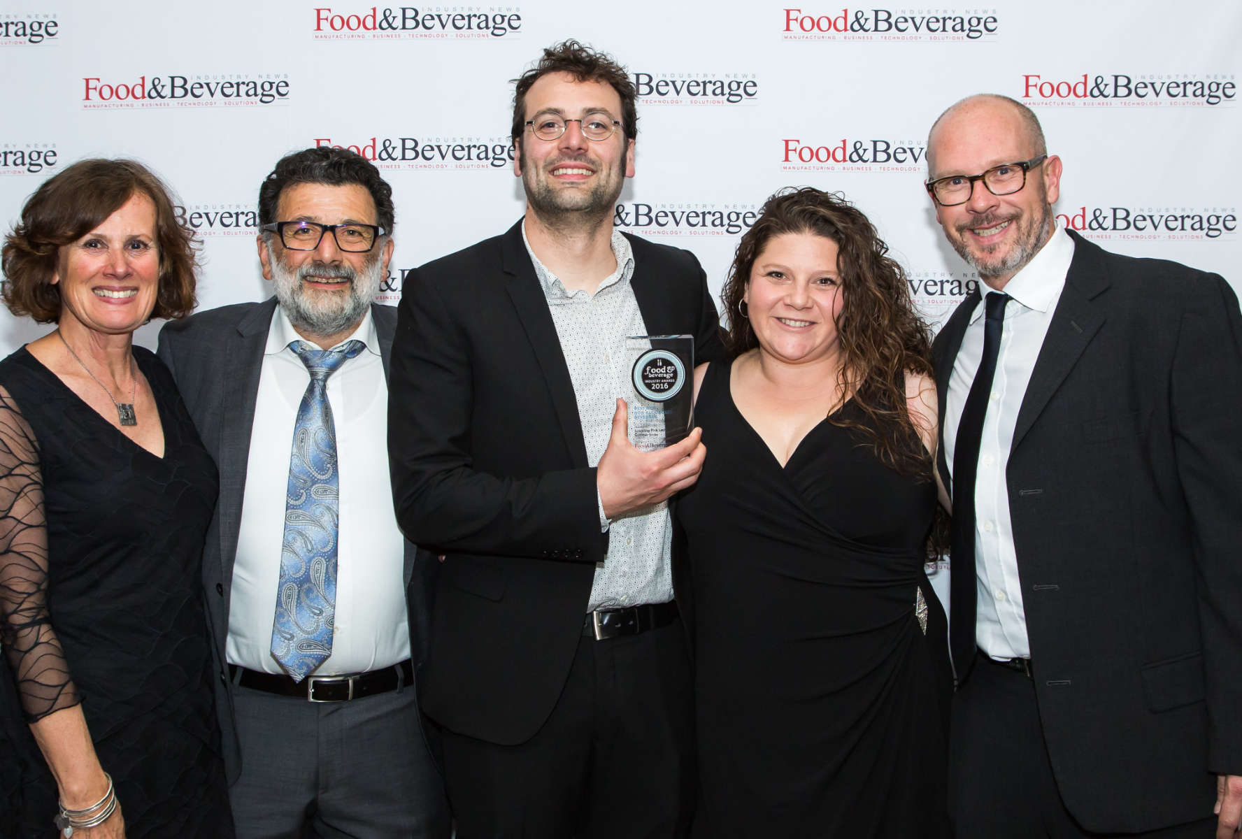 Left to Right: Anne Russo, Robert Russo, Nick Russo, Bernadette Russo and Luke Southwell. Immediately after receiving the award for "Best new Non-alcoholic Beverage" in Sydney 2016.