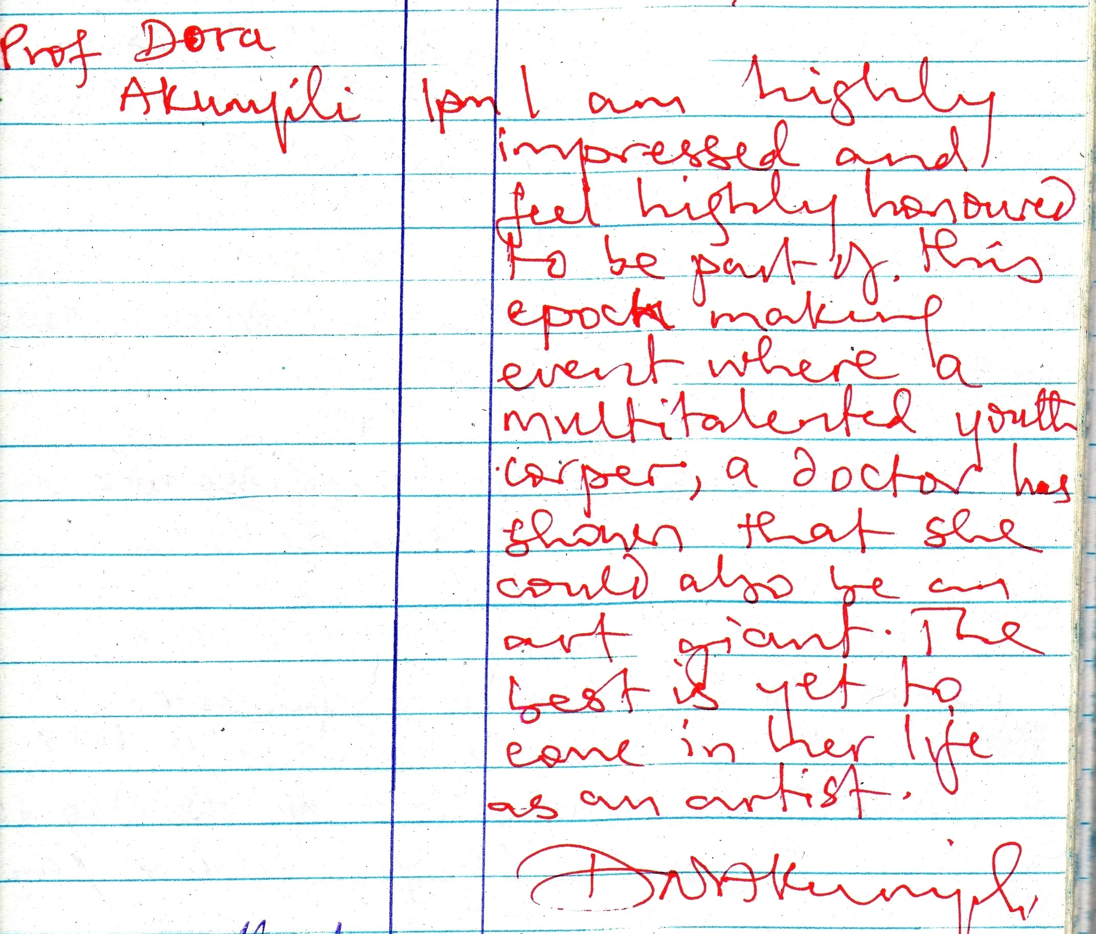 Testimonial By Prof Dora Akunyili