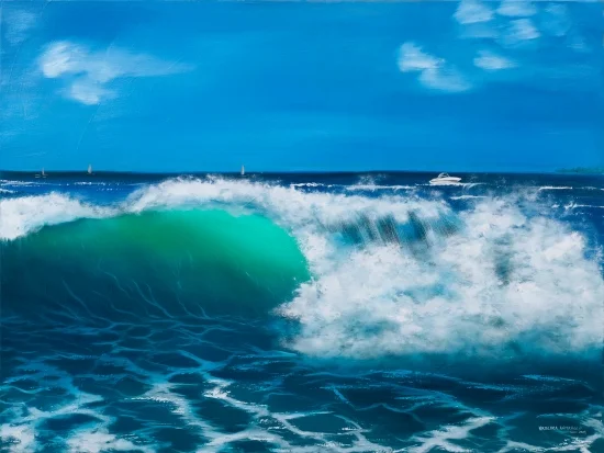 Wave at Sandbanks Beach- Oil on Canvas Painting