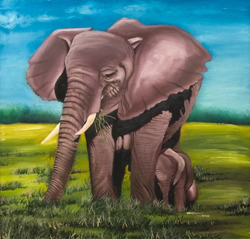 Oil Painting Of An Elephant: Finished