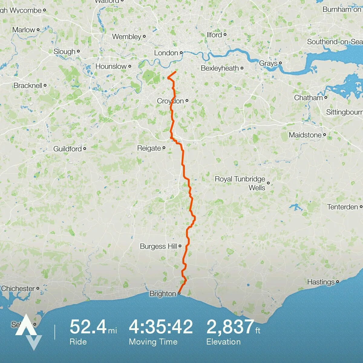 Elevation London To Brighton Cycle Route South Downs Way Strava 2025