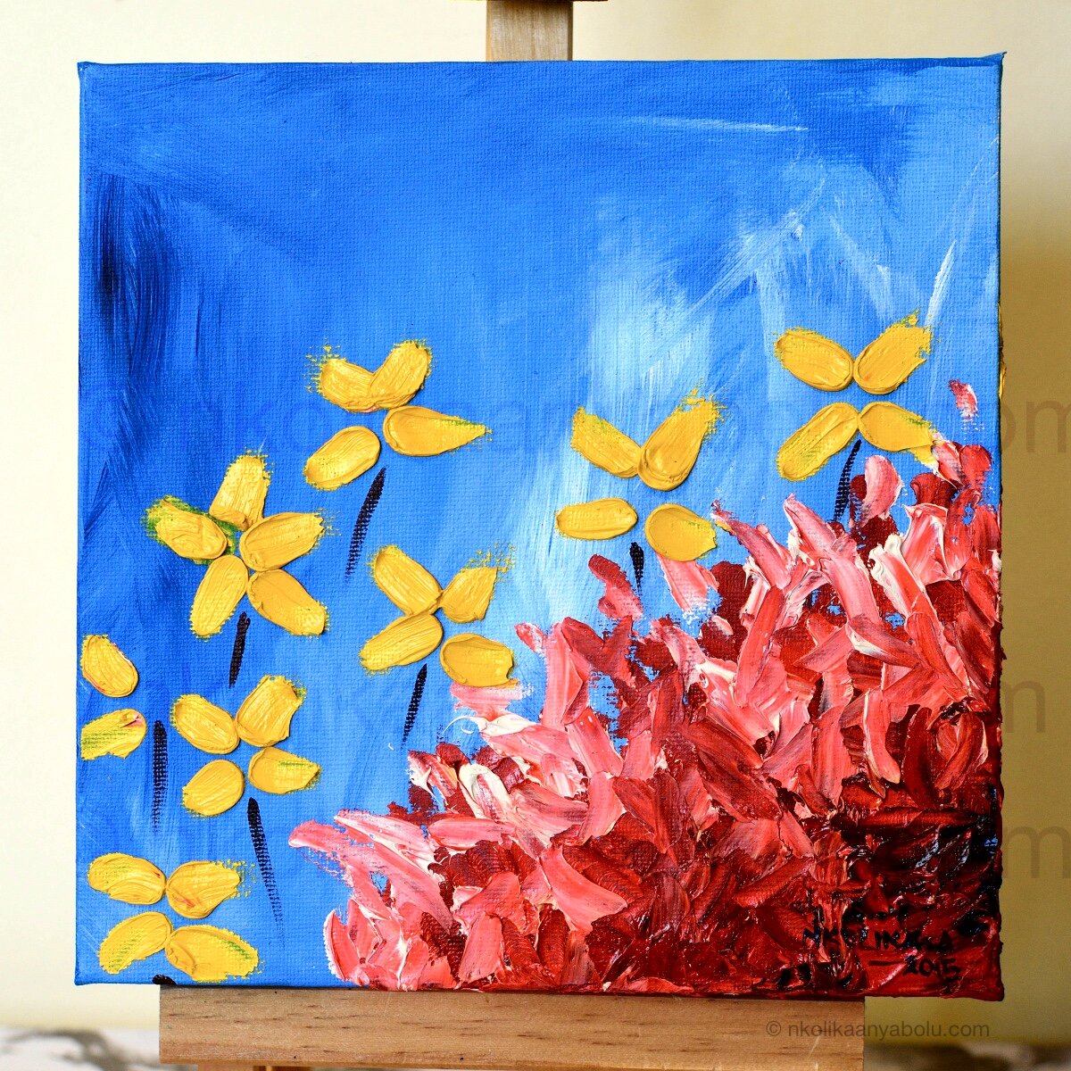 Shop- Oil Impasto Painting- Flowering Shrub