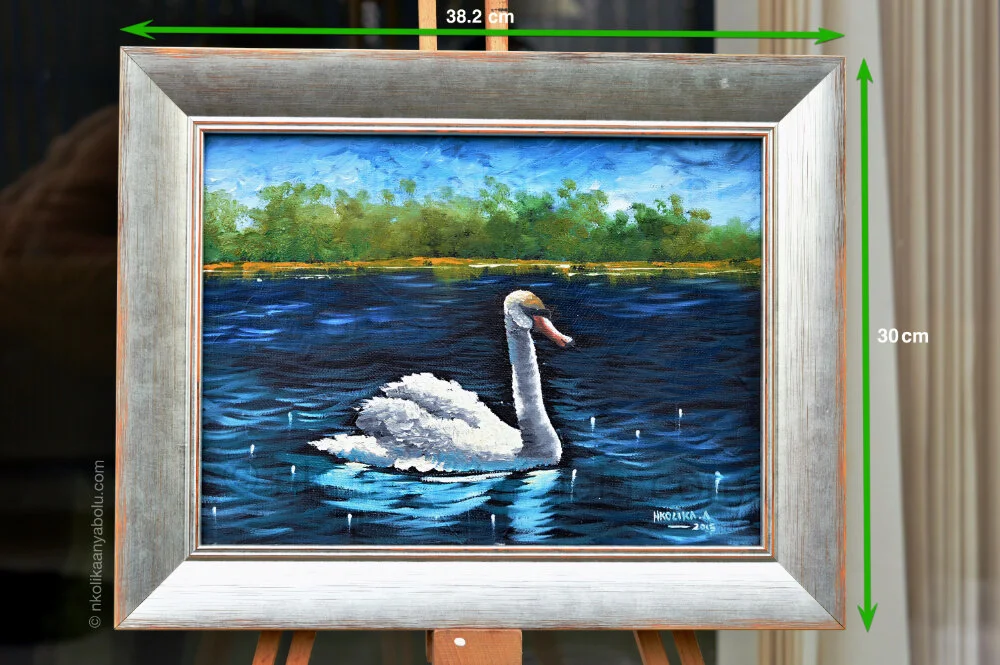 Original Impressionistic Oil painting of a swan by Nkolika Anyabolu