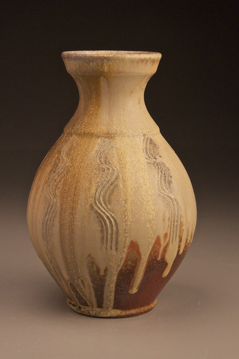 Han Vase with Iron and Ash Glaze 13" tall