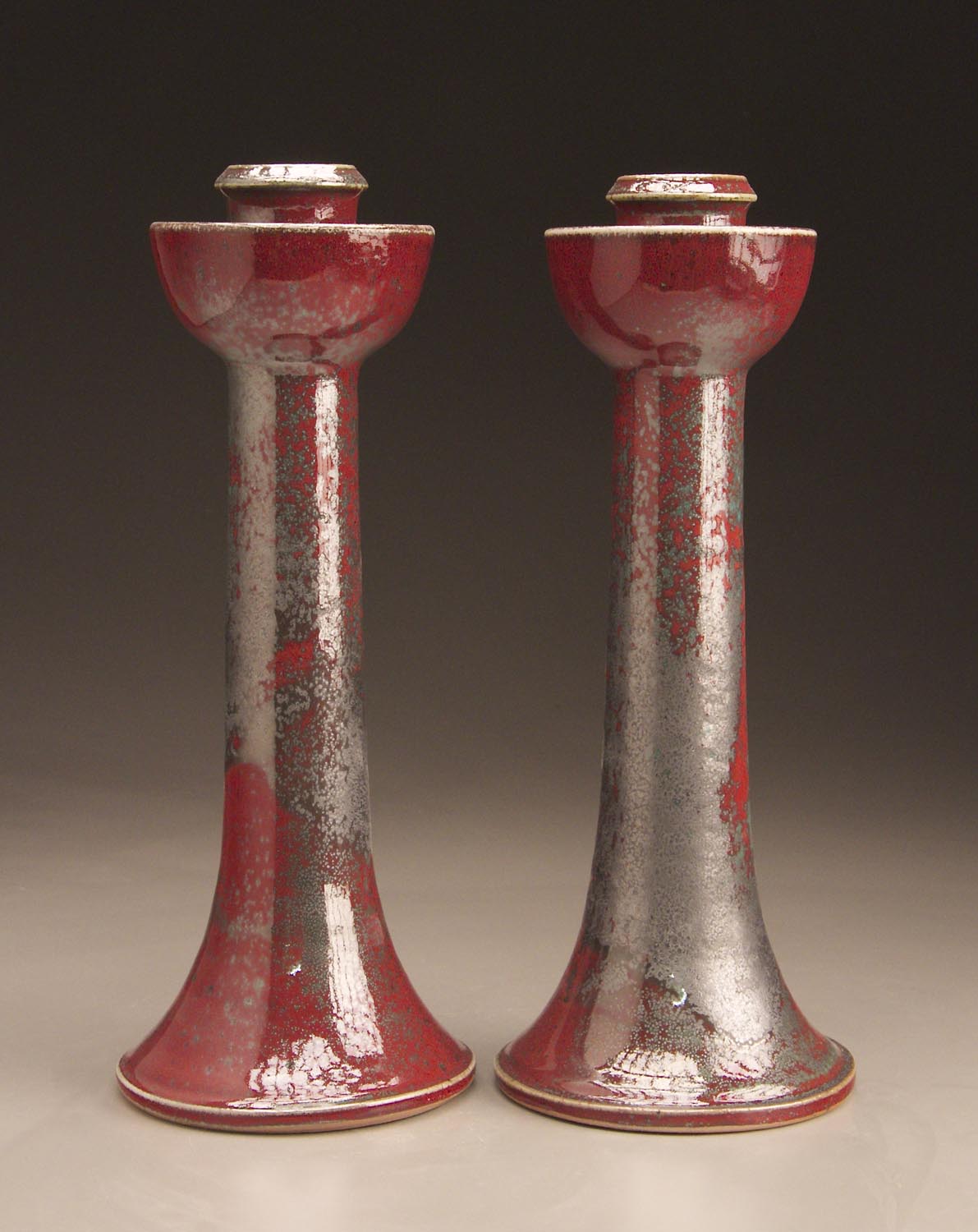 Candlesticks in Metallic Copper Red 13" tall
