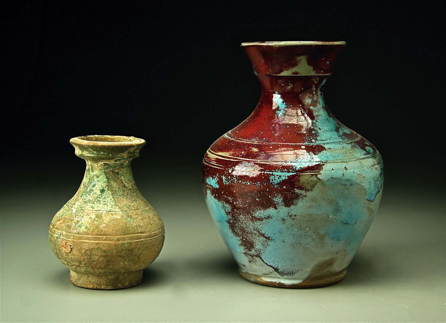 Han Vase from China and Jugtown prototype in Chinese Blue Ben Owen 1930sweb.jpg