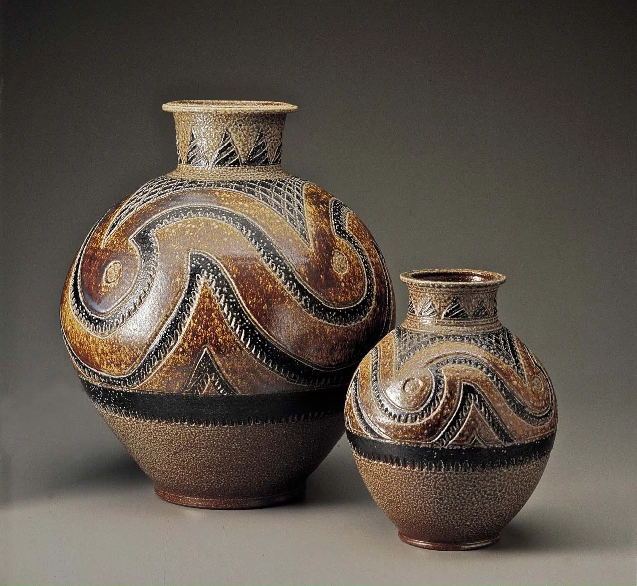 Neolithic Vases 24" & 14" tall