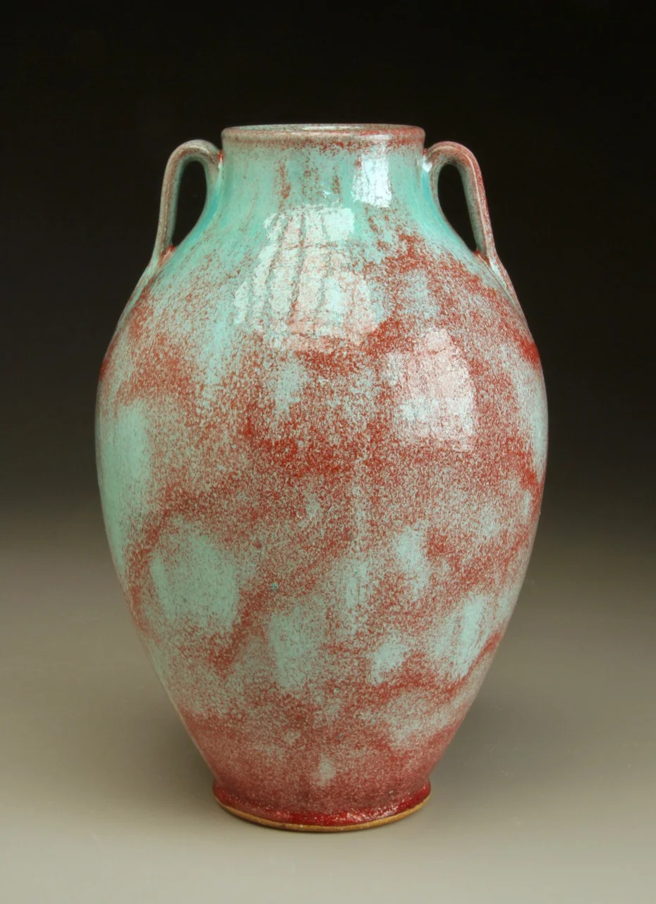 Tang Style Vase in Chinese Blue-Red 12" tall.