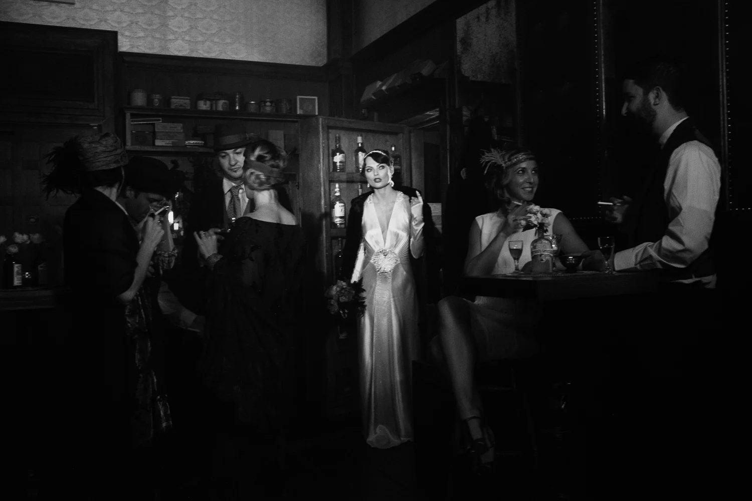 Dramatic Prohibition Wedding Cover Shoot for Today's Bride Photographed by Jennifer Skog.