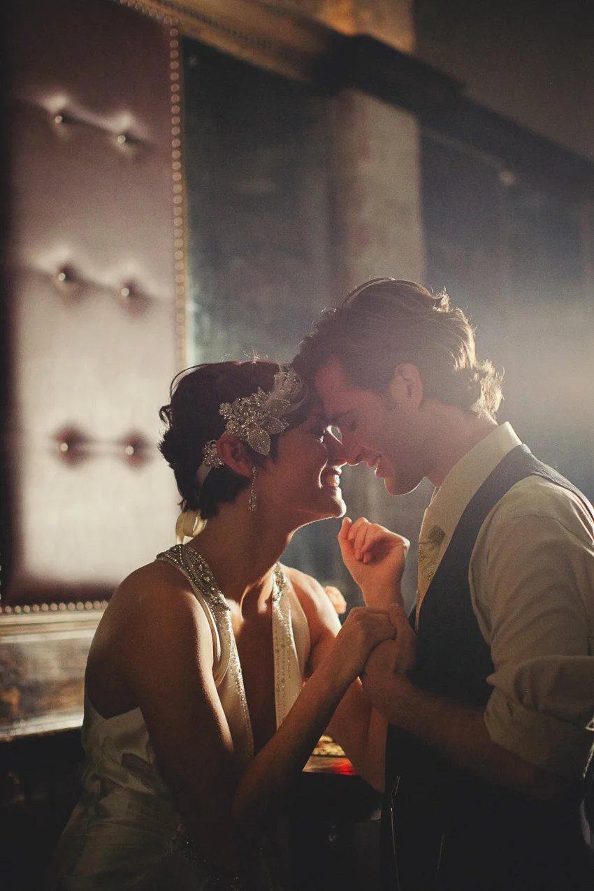 Dramatic Prohibition Wedding Cover Shoot for Today's Bride Photographed by Jennifer Skog.
