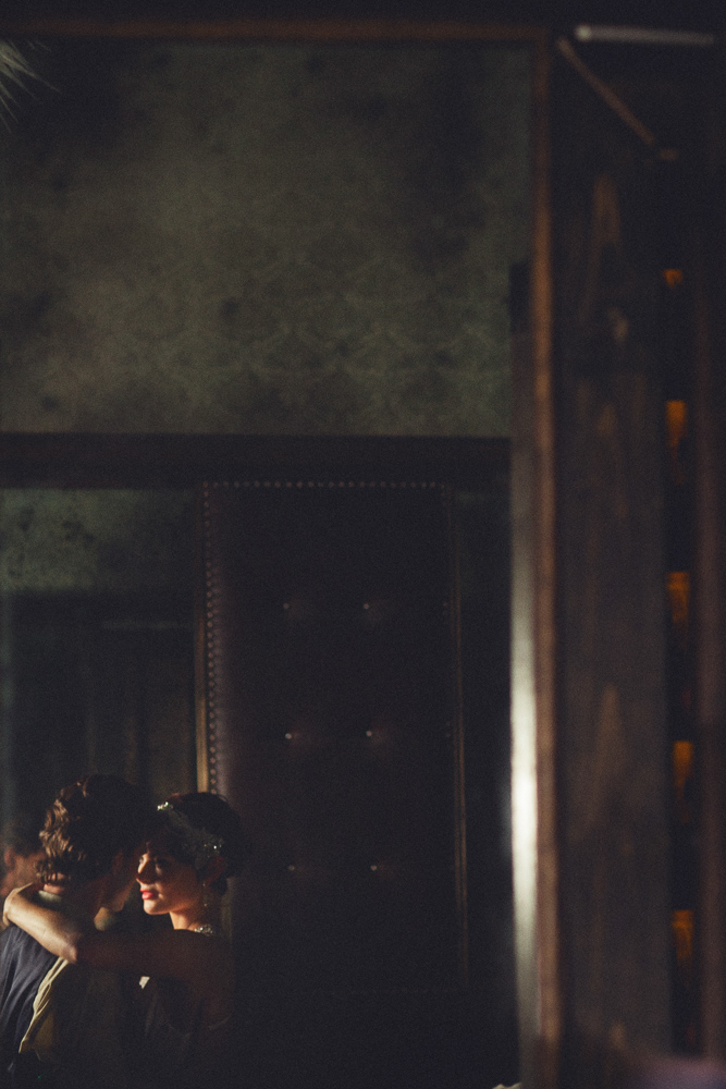 Dramatic Prohibition Wedding Cover Shoot for Today's Bride Photographed by Jennifer Skog.