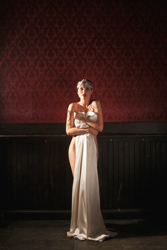 Dramatic Prohibition Wedding Cover Shoot for Today's Bride Photographed by Jennifer Skog.