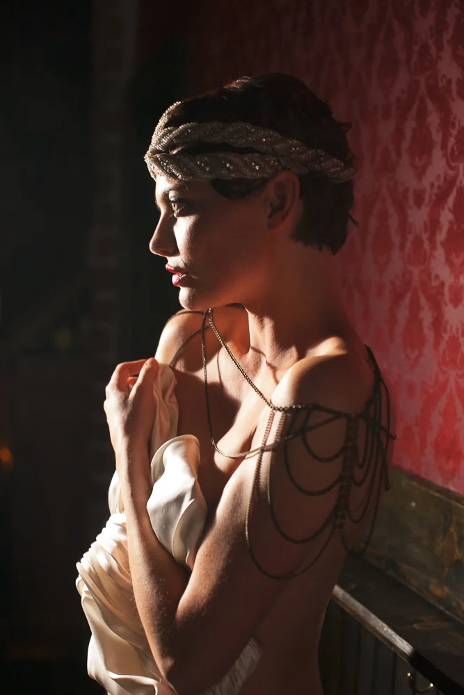Dramatic Prohibition Wedding Cover Shoot for Today's Bride Photographed by Jennifer Skog.