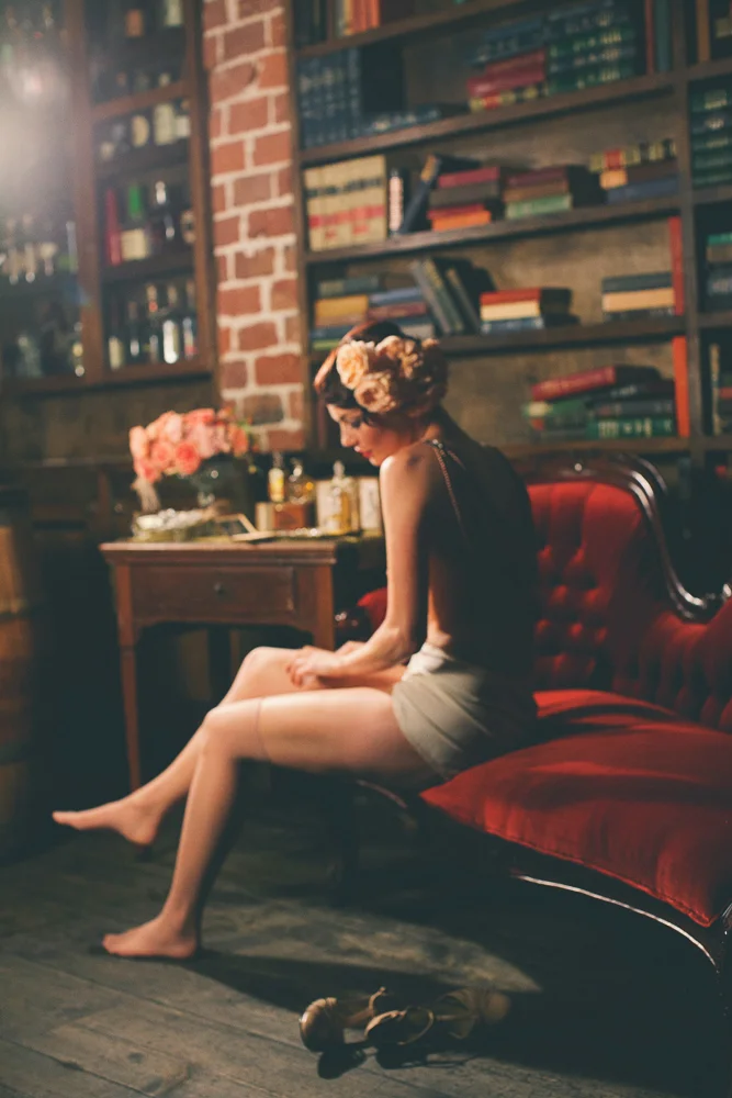Dramatic Prohibition Wedding Cover Shoot for Today's Bride Photographed by Jennifer Skog.