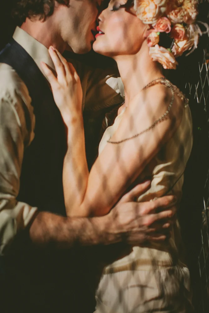 Dramatic Prohibition Wedding Cover Shoot for Today's Bride Photographed by Jennifer Skog.