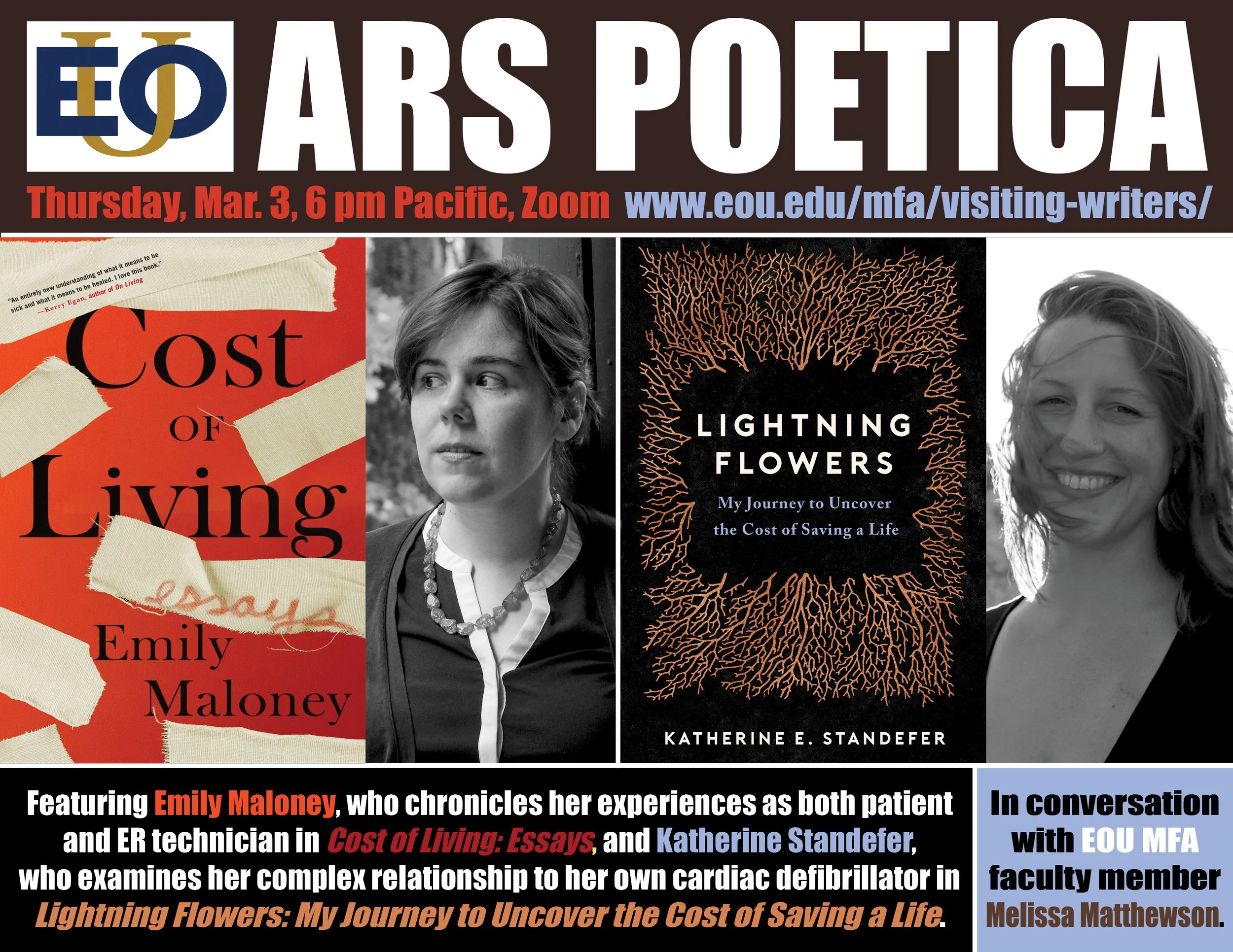 Reading: Katherine Standefer &amp; Emily Maloney at Eastern Oregon University MFA/ Ars Poetica (virtual)